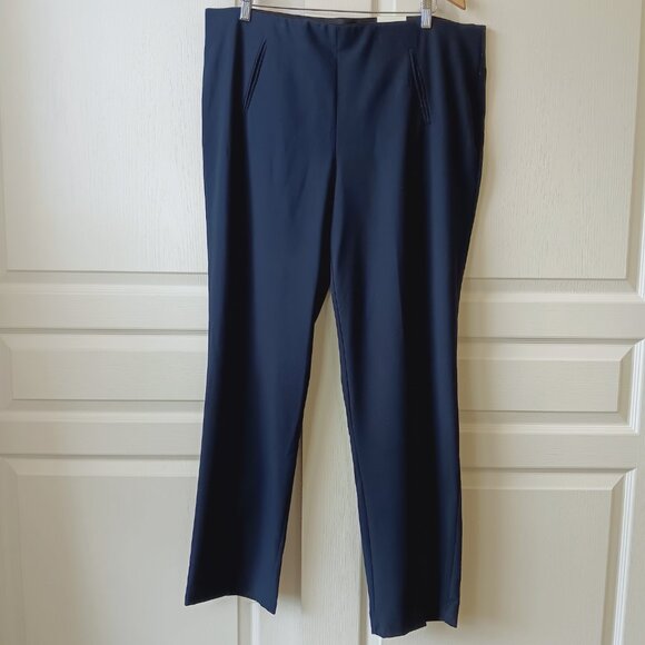 Style & Co Women's Navy Blue Straight Leg Mid-Rise Pull On Pants Size 18 - Picture 1 of 15